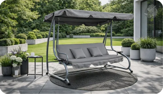 Huśtawka ogrodowa rozkładana HIPPER. Monte Carlo szara